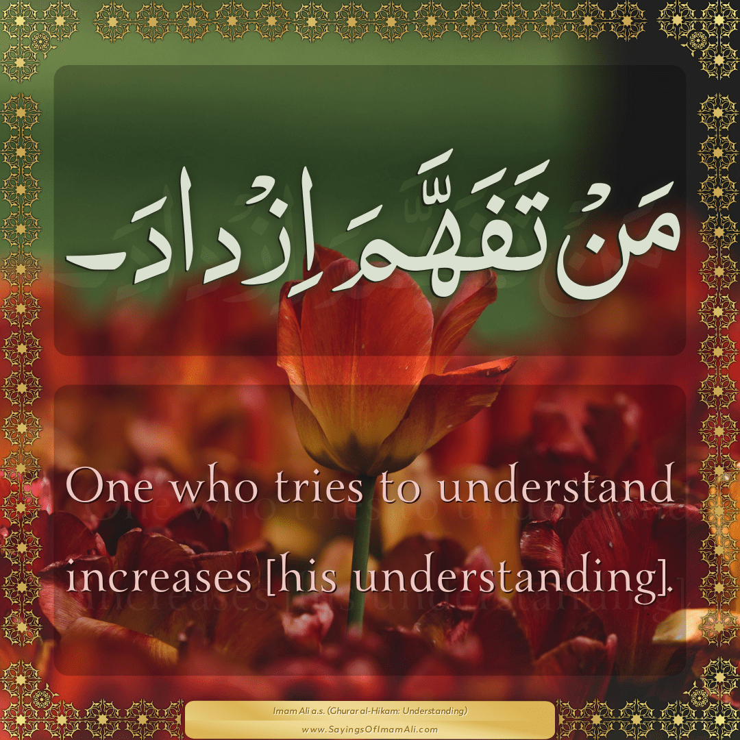 One who tries to understand increases [his understanding].